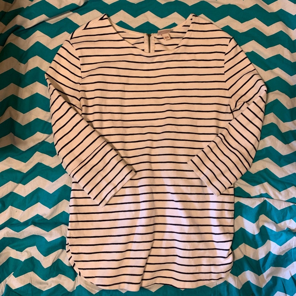 Merona Striped Sweater with Zipper Detail